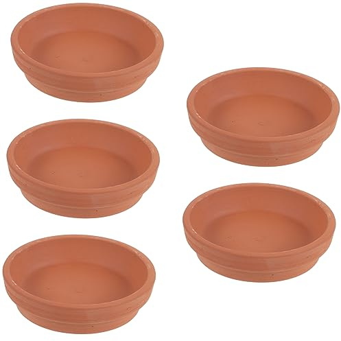 Parliky Soucoupe pour Plantes en Terre Cuite, Lot de 5, Ronde, Réutilisable | Pot de Fleurs, Usage Intérieur et Extérieur, Récupère L’eau, Limite les Salissures du Sol