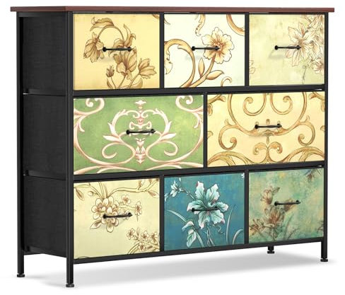 LNZHAO Chest of Drawers Bedroom Furniture with 8 Drawers - Fabric Dresser with Wood Top - Fabric Storage Organizer Unit for Living Room, Bedroom, Closet Easy to Assemble