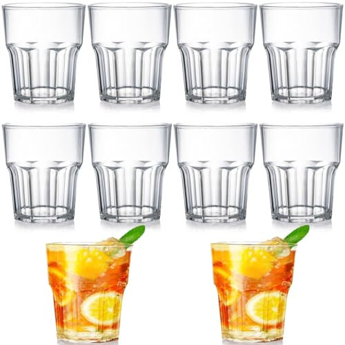 LATERN 10 Pièces Verres En Acrylique Réutilisables, 250ml Verres à Boire en Plastique Incassables Gobelets Empilables Sans BPA Transparent pour Fête Cocktail Pique-Nique Fête Jus Whisky Vin