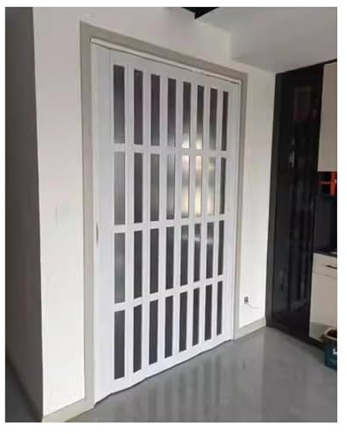 Falttüren Innentüren Falttür, Weiße Plissee-Akkordeontüren For Tür/Schrank, Innenfalttüren Mit Transparenten Paneelen, Raumteiler For Schlafzimmer, Aufrollbare Fliegengittertür(41x80in(104.1x203.2cm))