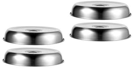 OKUMEYR 4 Pièces Couverture Végétale Plat en INOX Charbon De Bois Couvercle en Forme De Couvre-Assiettes pour La Nourriture Assiette Cloche Casse-Noix Glacière Silver Acier Inoxydable