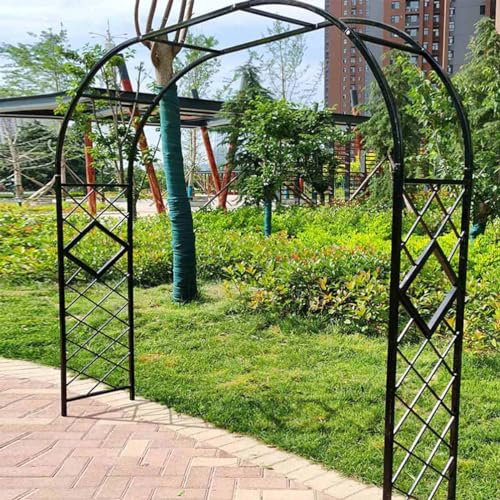 Enrejado de arco de jardín para plantas trepadoras de metal resistente, pérgola para exteriores, pérgola para caminos/entradas, soporte tubular fuerte, 260 cm (negro)