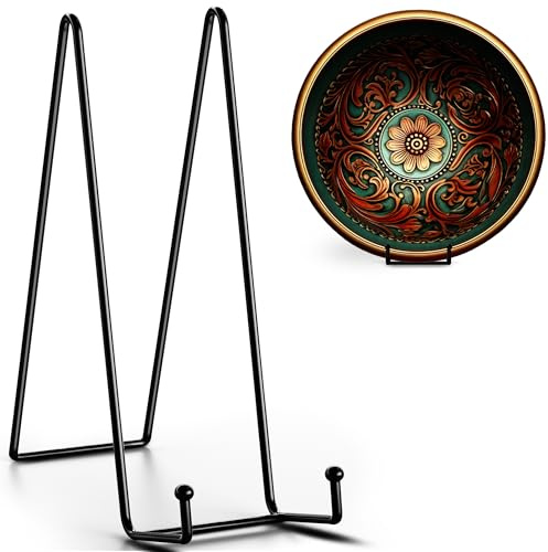 TR-LIFE 16 Inch Black Metal Plate Stand (3 Pack) - Heavy Duty Picture and Display Stand for Large Plates, Frames, Platters and Art