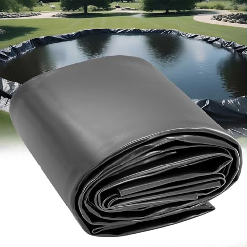 Revêtement de bassin noir 5x8m 6x10m 8x12m 10x15m Grands revêtements d'étang Sous-couche robuste Bâche en plastique polyéthylène HDPE durable Membrane anti-humidité pour jardin aquatique extérieur(4x6