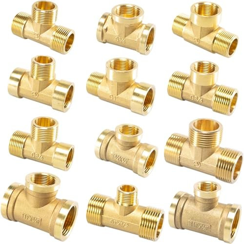 Pneumatic Plumbing Brass Pipe Fitting Male/Female Thread 1/8 1/4 3/8 1/2 BSP Tee Type Copper Fittings,Male,F,M,1/2