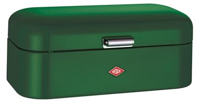 WESCO Grandy Brotkasten in der Farbe darkgreen, pulverbeschichtetes Stahlblech, Lüftungslöcher und stabiler Handgriff, Special Edition Weihnachten, 420 x 220x 170 mm