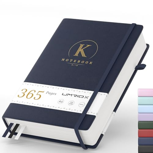 Umriox Notizbuch A5 Liniert,Tagebuch für Erwachsene,Hardcover Journal mit 365 Seiten 100gsm Dickem Papier, Notizblock Für Erwachsene Arbeit,Schreiben,Notizen,Lernen,Reisen,14.5x 21cm-Blau