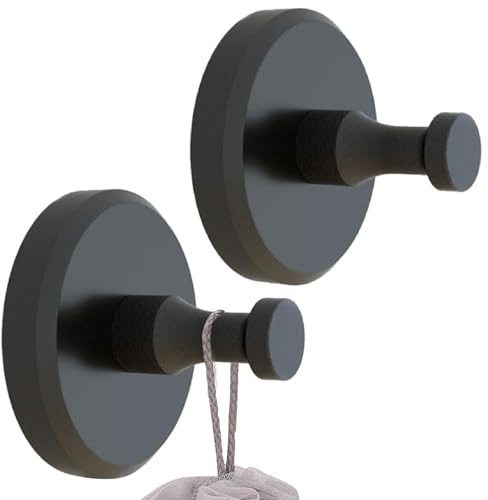 OYIWINMI 2 ganchos de pared con ventosa de acero inoxidable, ganchos con ventosa al vacío, prácticos ganchos para toallas con ventosas para baño y cocina, toallero sin taladrar, soporta 11 kg (negro)