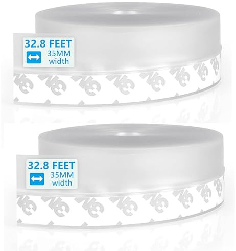 20M Silicone Seal Strip, 35mm Adhesive Draught Excluder for Doors Windows | 20m silicone, 35mm self-adhesive. Waterproof, draught & soundproof. Seals gaps 0-20mm. For doors & windows. Easy cut & stick