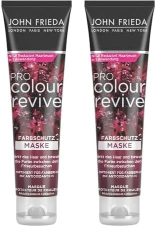 John Frieda PRO Colour Revive Farbschutz-Maske - Inhalt: 150 ml - PH-optimiert für Farberhalt - Reduziert Haarbruch in 1 Anwendung (Packung mit 2)