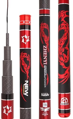 CañAs de Pescar Hand Portable, Varilla de Pesca Fuerte Fuerte 3.6-7.2m Fibra de Carbono Telescópico Carpa Feed Poste Mano(5.4m)