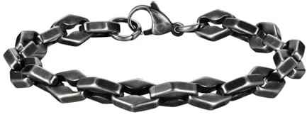 Beydodo Herren Armband Edelstahl Antik Silber 21CM, Armbänder Charms 8.3MM Bohnenkette Partnerarmband Armband Männer Personalisiert