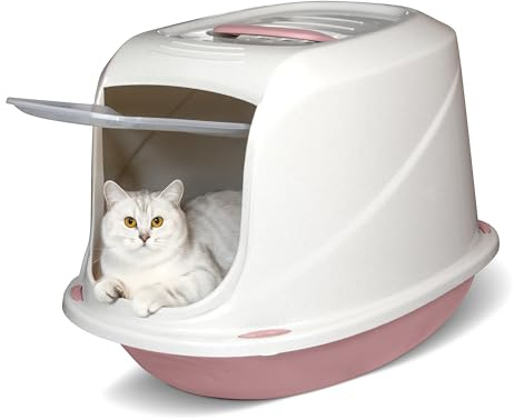 Snugsy Katzenklo mit Deckel - M - Katzentoilette - Geruchsarm durch Aktivkohlefilter - Pink 45 x 36 x 32 cm