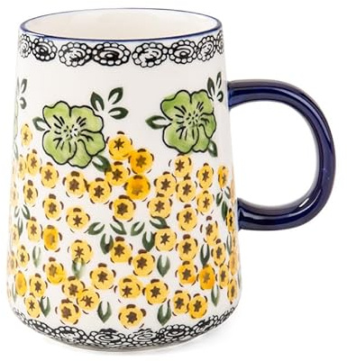MACHUMA Vintage Floral Ceramic Coffee Mug and Flower Tea Cup, Microwave and Dishwasher Safe (460ML Green)