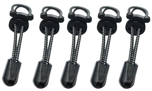 Wenxiaw 5 par elastiska skosnören, skosnören utan bindningar snabbkoppling sport skoband elastiska skosnören runda för barn, äldre, löpare, vuxna, svart, 120 cm