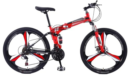 Faltbares Mountainbike, 24 Und 26 Faltrad Für Damen Und Herren, 21-Gang-Faltrad Mit Doppelten Scheibenbremsen, Dreispeichenrad Mit Doppelten Stoßdämpfern D,24 inch