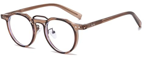 LJCZKA Blaulichtfilter Brille Damen Herren Klein Rund Brille Ohne Stärke Mode Anti-Müdigkeit Gaming Computerbrille