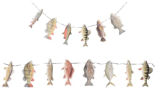 LALADEFIEE Geburtstagsbanner Fischmotiv aus Papier Wiederverwendbare Fischgirlande für Partydekoration Robuste Angelparty Deko für Kindergeburtstag und Familienfeier