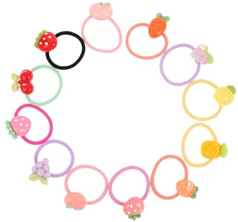 WATIIFUFU 12 Paar Haargummis für Kleinkinder Mädchen mit Fruchtmotiv Perlen Elastisch und Schonend Bunte Haarbänder Haaraccessoires für Kindergarten und Alltag