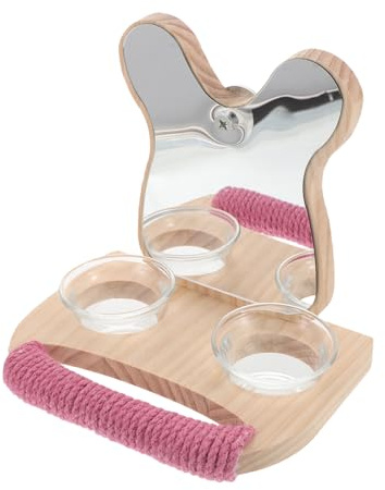 PENIKOKO Miroir pour Cage à Perruche avec Mangeoire et Perchoir Station Alimentation pour Petits Oiseaux avec Miroir Ludique