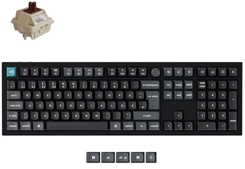 Keychron Q6 Ultra 8K Kabellose Mechanische Tastatur – 100% Vollformat, 8K Hz Abfragerate, ZMK Firmware, 660h Akku, Aluminiumgehäuse, Hot-Swap, RGB, für Mac/Windows (Brauner Schalter)