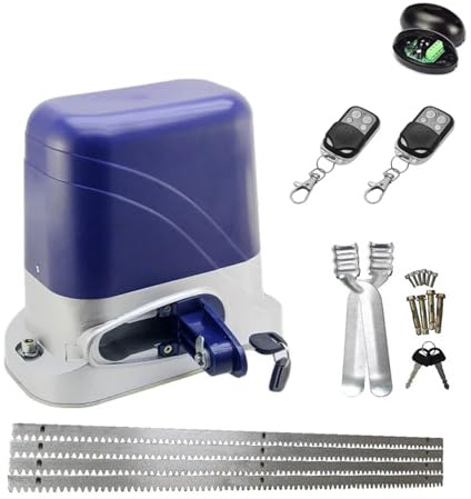 Automatic Gate Opener, Automatic Electric Gate Opener for 1300KG Sliding Door Garage Operator with 4m Steel Racks Remote Gear Motor Actuator(Kit 3)