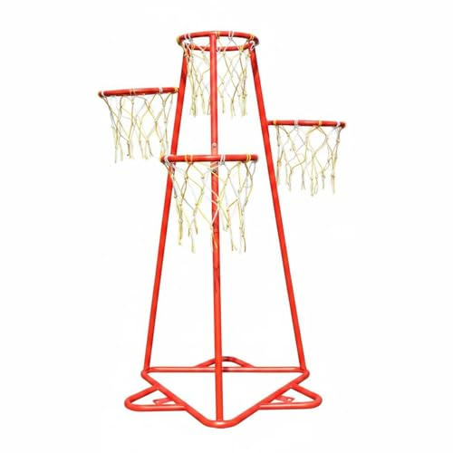 Generic Children Basketball Stand Kids Basketball Hoop Multi Level Scoring Stand Heavy Duty Steel Base Reinforced Design Smooth Touch Suitable for Preschool Kindergarten Home Yard School, Red