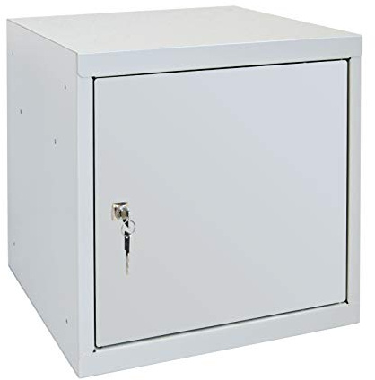 ADB Armoire de rangement avec serrure à cylindre et serrure à serrure rotative, couleur (RAL) : gris clair (RAL 7035)