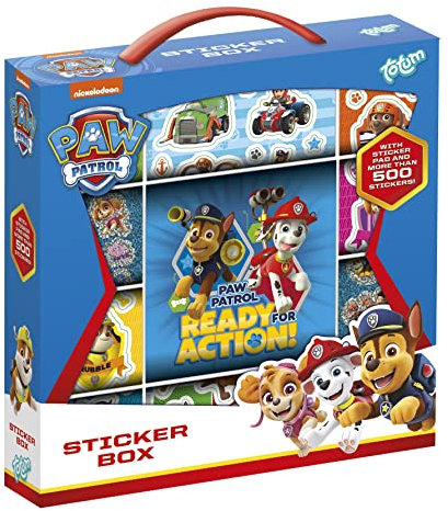 Totum Kit Créatif - Pat Patrouille - Sticker Box 12R+2S+Bookl - Boîte d'autocollants Plus de 950 avec Carnet