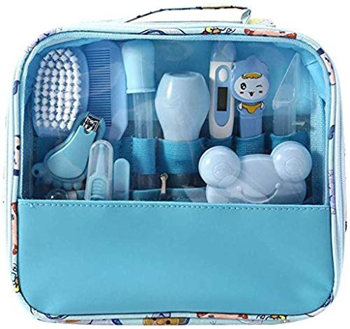 Babypflege Kit 13 teile/Set Neugeborenes Baby Nagel Haar Kind Gesundheitspflege Pflegebürste Nasensauger Kit (Blau)
