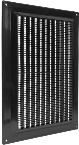 10'' x 7'' Inch / 250 x 170 mm Plastic Vent Cover - Black - Rectangular Soffit Vent - Exhaust Ventilation Louver - Air Inlet Grille Cover - Built-in Screen Mesh - HVAC Vent Duct Cover