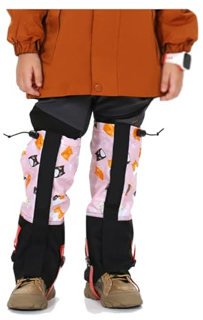 HEARSO Leg Gaiters, Children’s Anti-Snake Bite Adjustable Portable Snowshoe Gaiters Outdoor Gaiters, Suitable for Climbing, Skiing, Hunting, and Hiking (Color : Pink cat, Size : Medium)