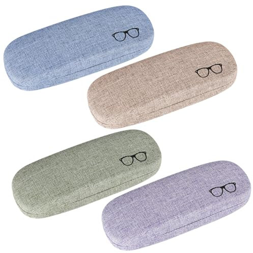 SHACHENH Estuche de Gafas Duro, Caja Protectora de Gafas, Estuche de Gafas de Sol, Funda Dura Portátil para Gafas, Estuche Rígido para Mujeres, Hombres, Niños, 4 Colores, Protección Óptima