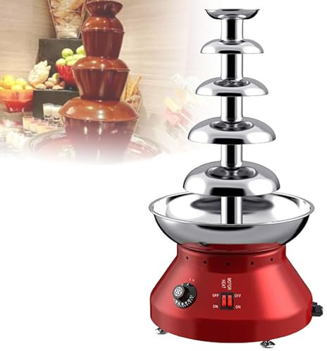 Hydravex Macchina per Fontana di Cioccolato, 4/5 Livelli, Grande capacità, Cascata per fonduta di Cioccolato Commerciale con Controllo della Temperatura, riscaldatore di Salsa per Attrezzatura,5Tiers