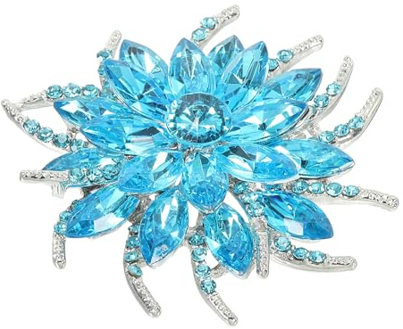PATIKIL Broche de Flores con Piedras Estrás, Broche de Solapa de Cristal Vintage para Mujeres para Bodas Fiestas Cumpleaños Bailes Banquetes Vestidos Ropa Sombrero Decoración, Azul Lago