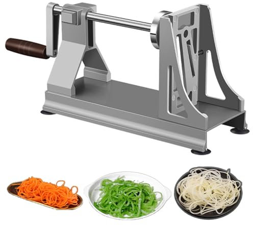 Rallador de alimentos de acero inoxidable con 3 cuchillas, rallador giratorio manual para cortar verduras, frutas y patatas, perfecto para calabacines, zanahorias y más