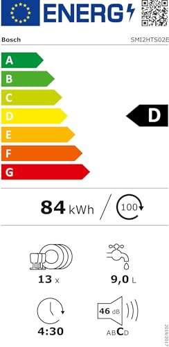 Bosch SMI2HTS02E, Serie 2, Geschirrspüler 60 cm, Unterbaugeschirrspüler, gebürstetes Stahlband