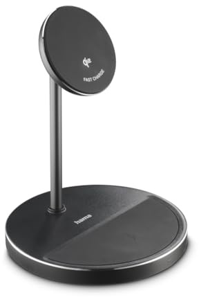 Hama Induktive Ladestation 15 W, Qi2-zertifiziert, magnetisch, Wireless | Charger, schwarz/anthrazit, kompatibel mit MagSafe und Hama MagLine, 3in1 kabellos Schnellladen für Tisch und mehrere Geräte