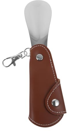 LIFKOME Bärbart Rostfritt Stålskohorn med Handtag och Nyckelring Praktiskt Skohorn för Resor och Stövlar Användarvänligt och Kompakt för Äldre och Gravida att Förvara och Alltid till Hands