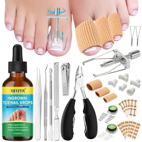 XIFEPFR Kit de Traitement et d'Éradication de l'Ongle Incarné, Outil en Acier Inoxydable pour Ongle Incarné, Solution Correctrice d'Ongle Incarné, Soulagement Efficace des Ongles Incarné