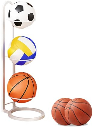 Generisch Soporte para bala, soporte de baloncesto, soporte de voleibol de hierro, estante organizador de bolas multicapa, estante de almacenamiento de bolas para dormitorio, sala de estar, garaje