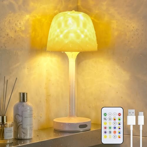 Ollny Duschlampe Wasserdicht, Shower Lampe, 16 Farben-Projektor, Akku | Wiederaufladbar mit Fernbedienung, Touch und Memory, Nordlicht- und Wasserwelleneffekt für Bad, Dusche und Geschenkideen