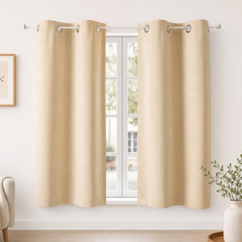 zxevg Blackout Curtains 2 Panels 74x90cm Beige