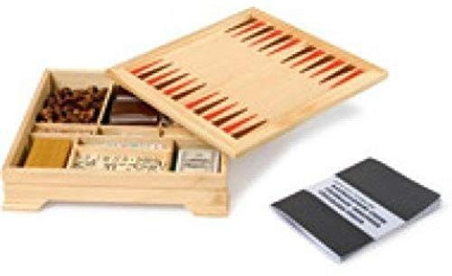 Small Foot 2019772 Spiele-Set aus natürlichem Holz, fünf Gesellschaftsspiele in einem, Dame, Schach, Backgammon, UVM