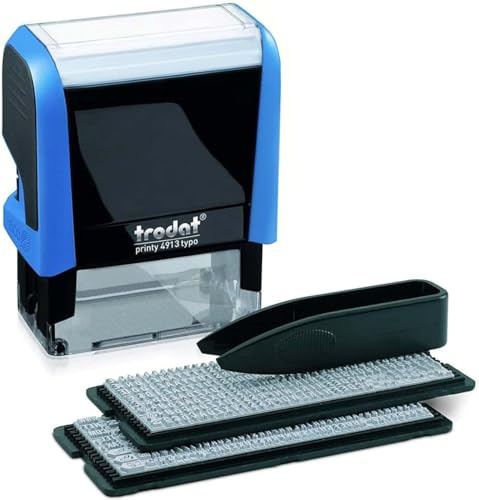 Trodat - Timbro Printy 4913 Typomatic, 5 righe di testo da comporre da soli, inchiostrazione automatica, inchiostro nero in dotazione