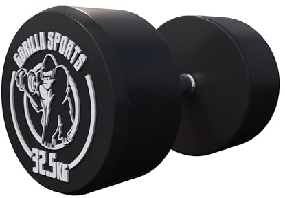 GORILLA SPORTS® Kurzhanteln 2,5–40 kg, einzeln oder 2er Set, gummiert | Schwarze Rundhanteln mit massivem Gusseisenkern und rutschfesten, gerändelten Chromgriffen; bodenschonendes Hantelset