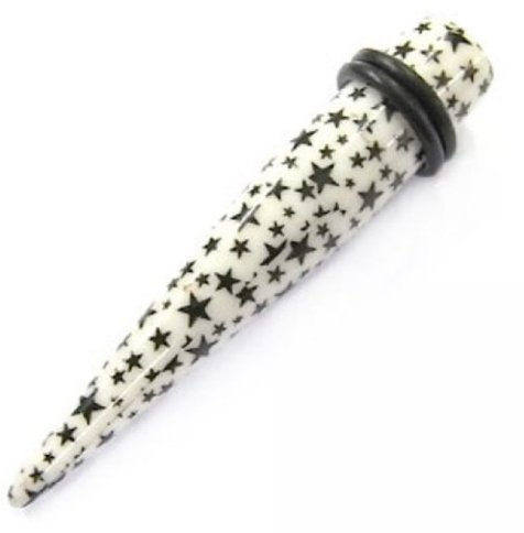 Chic-Net - Sterne Piercing Expander Dehnungsstab Straight Dehnstab Unisex Tunnel Plug Ohrstecker weiß 12 mm