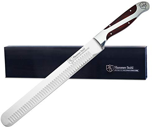 Hammer Stahl 10 Inch Slicer | German Forged High Carbon Steel | Brisket Slicing Knife with Ergonomic Quad-Tang Pakkawood Handle & Gift Box
