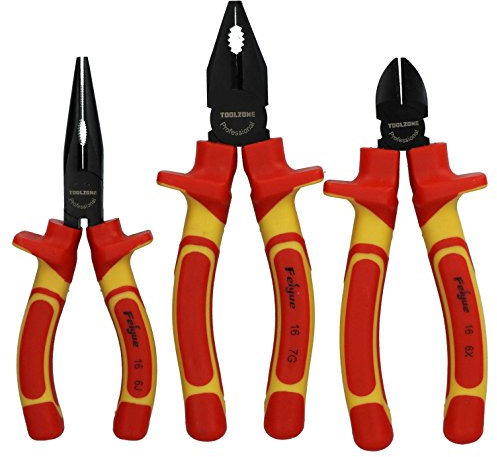 3Pc Professional Electrician VDE Pliers Set Insulated Grip Wire Cutters