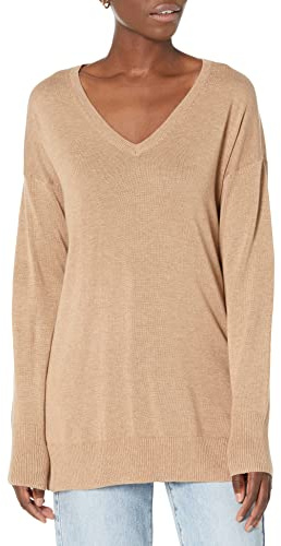 Amazon Essentials Mujer Jersey Túnica Ligero de Manga Larga Cuello en V Corte Normal Mujer (Disponibles en Tallas Grandes)